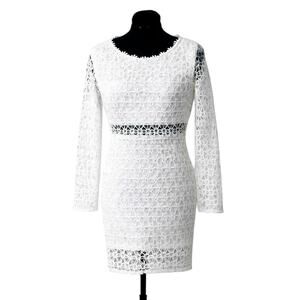 L’ATISTE by Amy White Lace Long Sleeve Mini Dress –  Size S